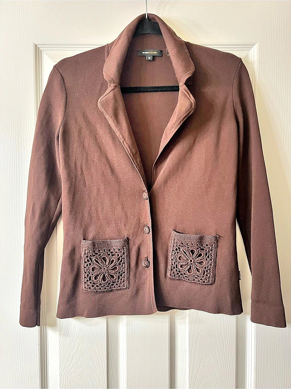 BCBGMAXAZRIA Brown Blazer with Crochet Accents Size Medium